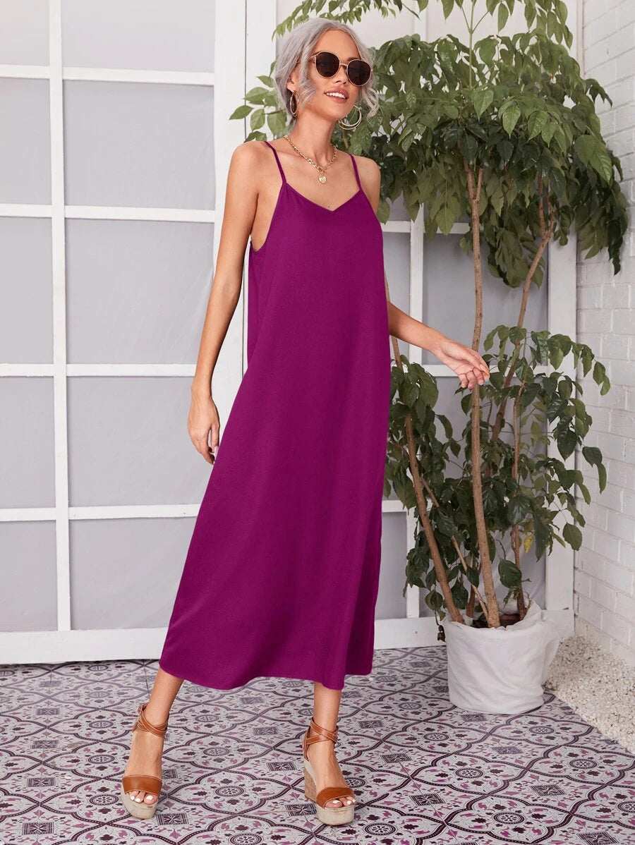 Robe Camisole Dos Nu Solide