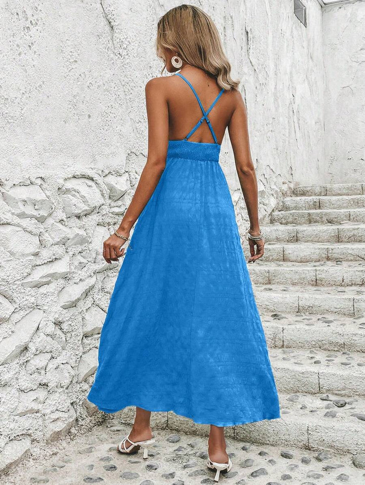 Barbie Solid Criss Cross Tie Backless Cami Dress