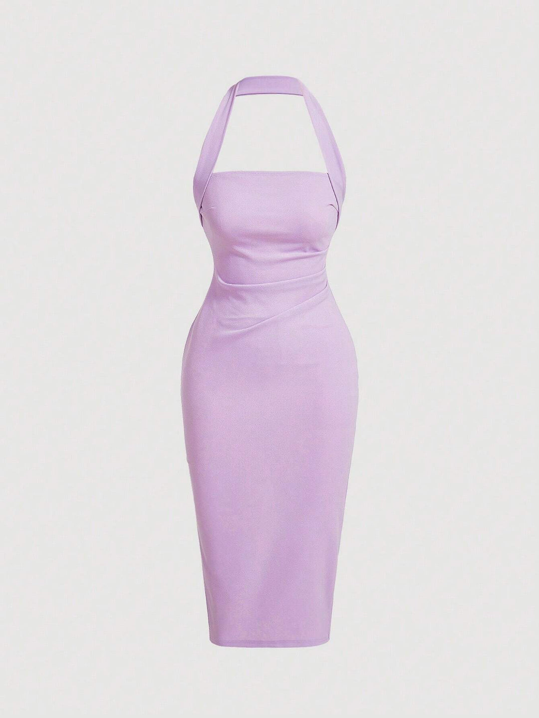 Barbie Bold Solid Halter Neck Backless Bodycon Dress