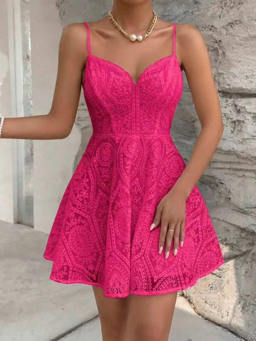 Einfarbiges Cami-Kleid aus Spitze 