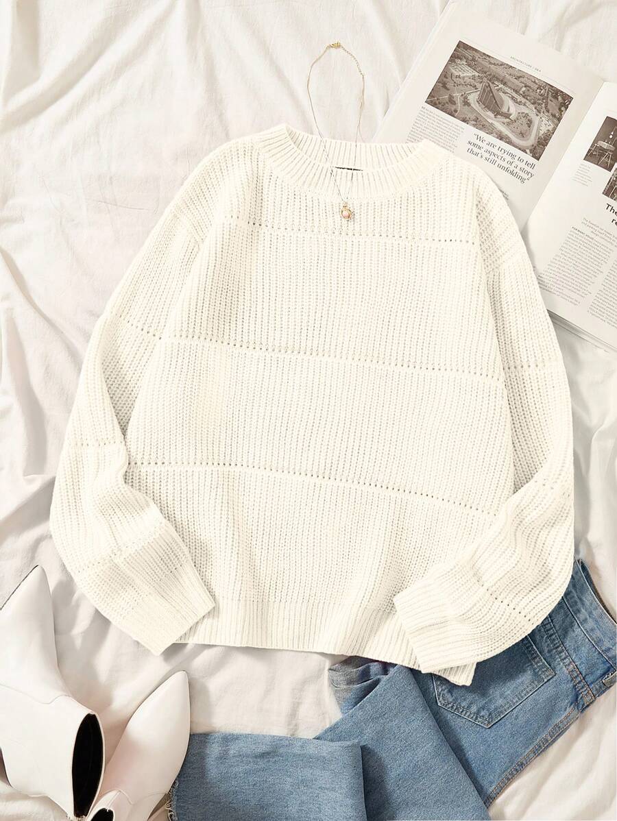 Casual Ribbed Knit Sweater