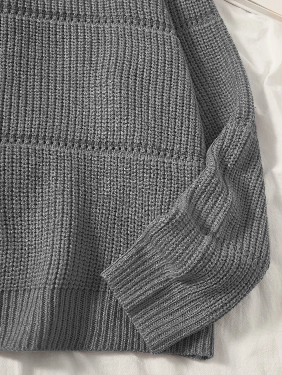 Casual Ribbed Knit Sweater