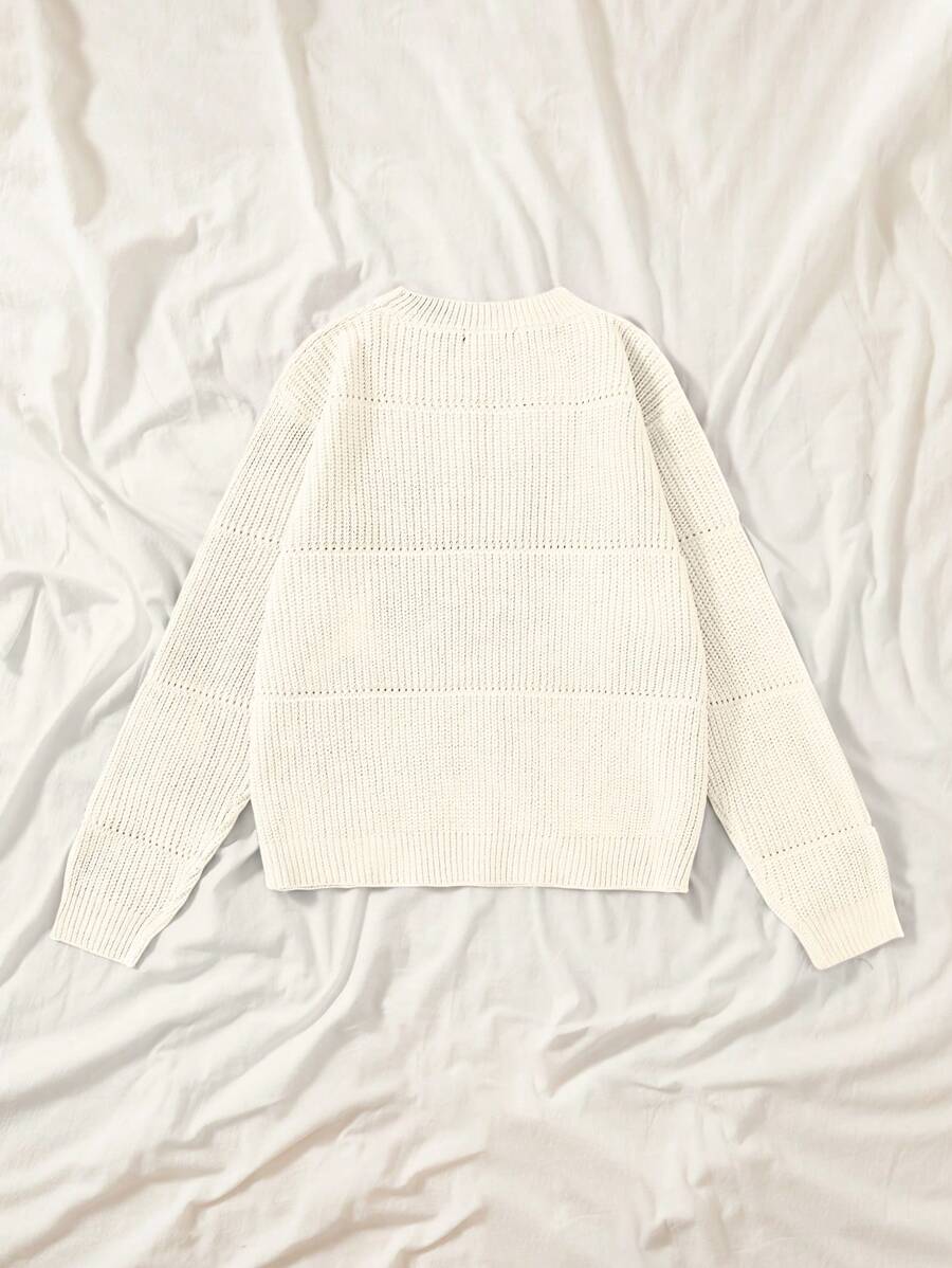 Casual Ribbed Knit Sweater