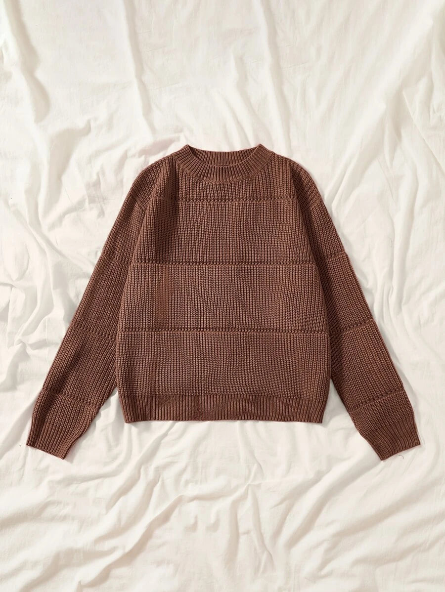 Casual Ribbed Knit Sweater