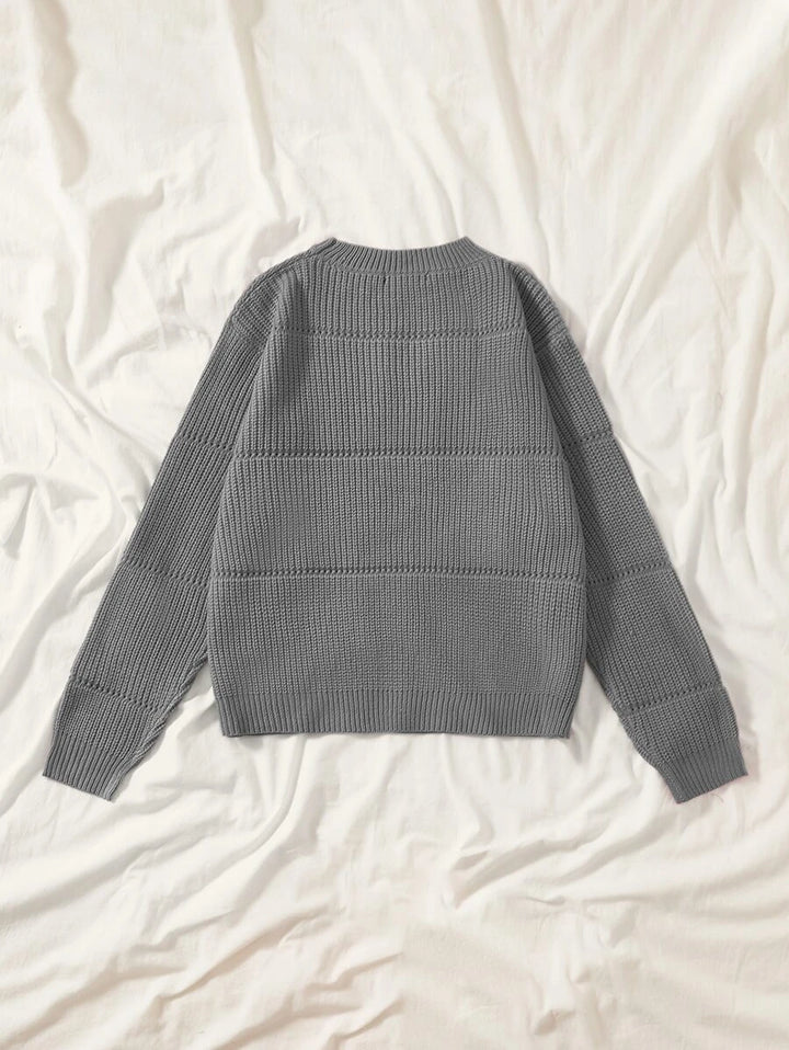 Casual Ribbed Knit Sweater