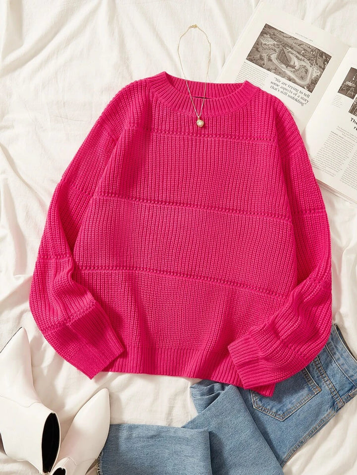 Casual Ribbed Knit Sweater