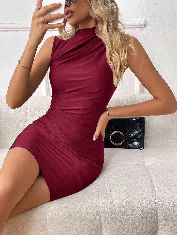 Barbie Solid Ruched Bodycon Dress