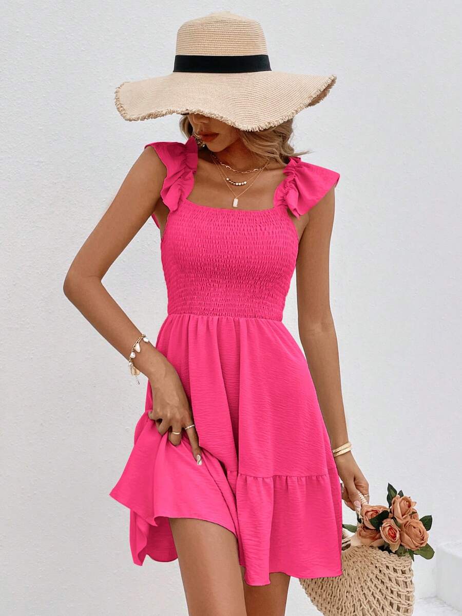 Barbie Solid Ruffle Hem Dress