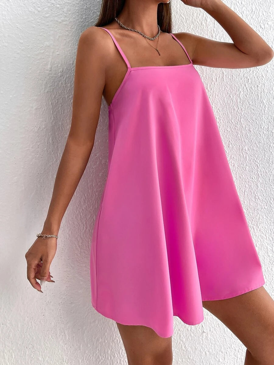 Barbie Solid Spaghetti Strap Cami Dress