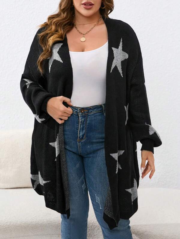 Star Pattern Geometric Duster Cardigan