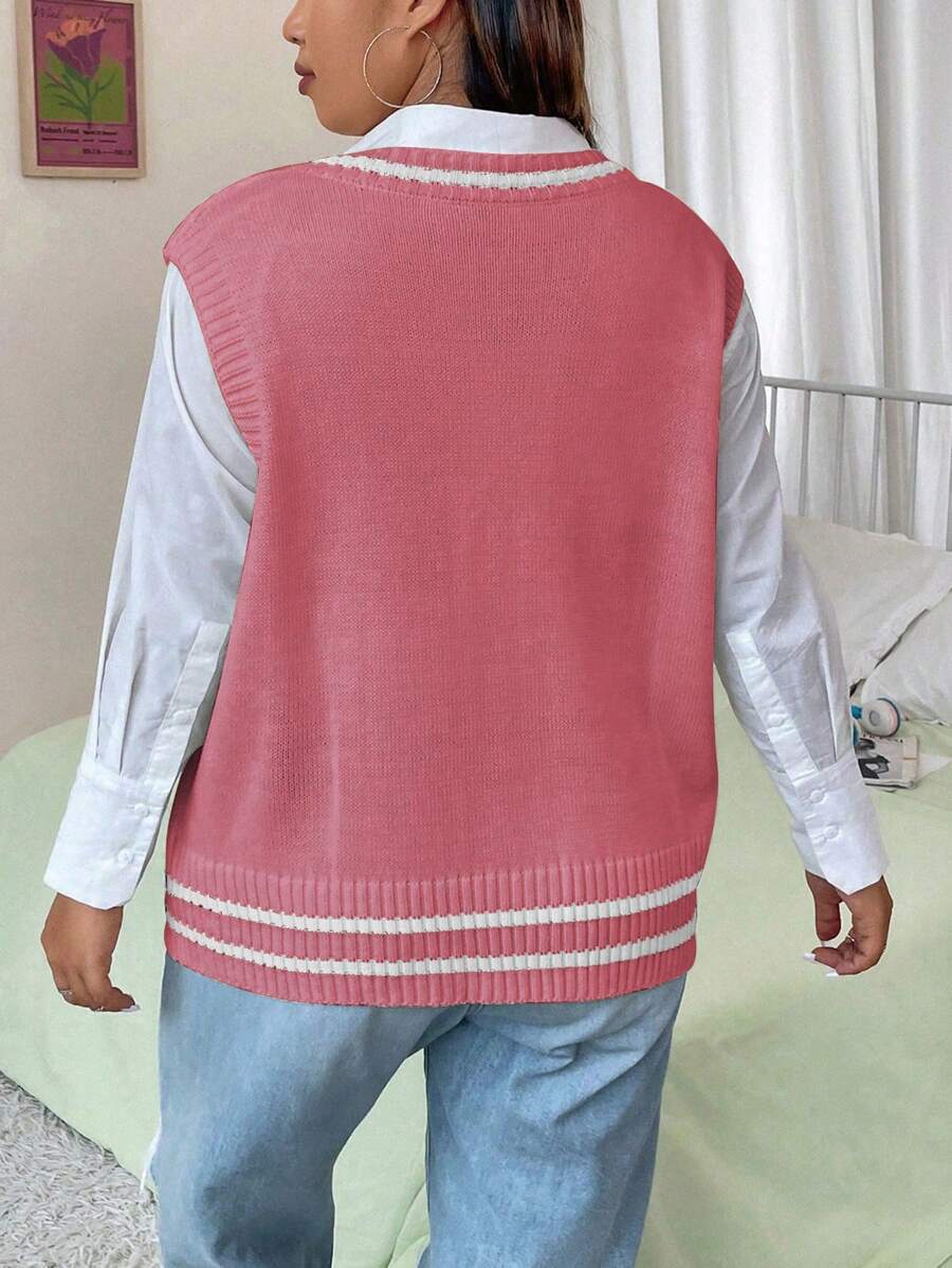 Striped Contrast Binding Sweater Vest