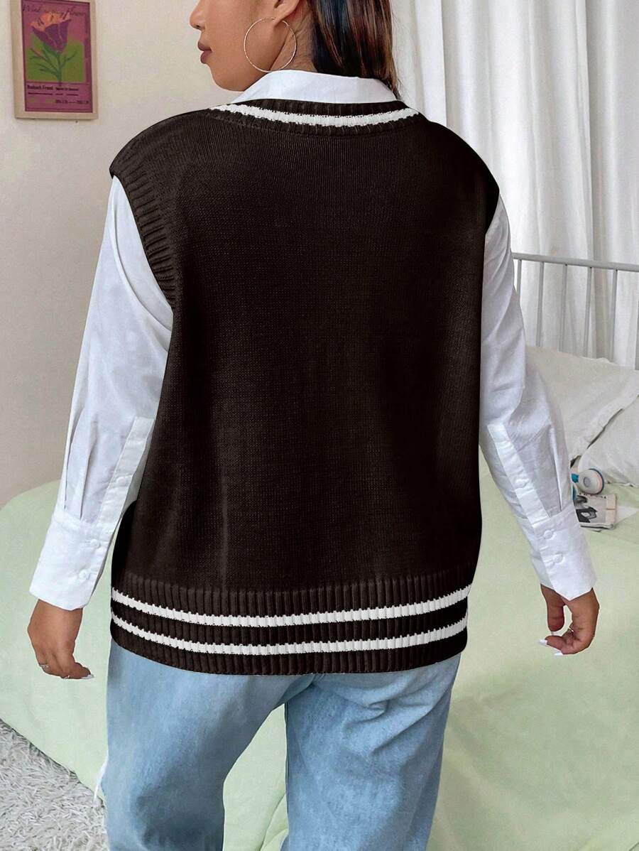 Striped Contrast Binding Sweater Vest