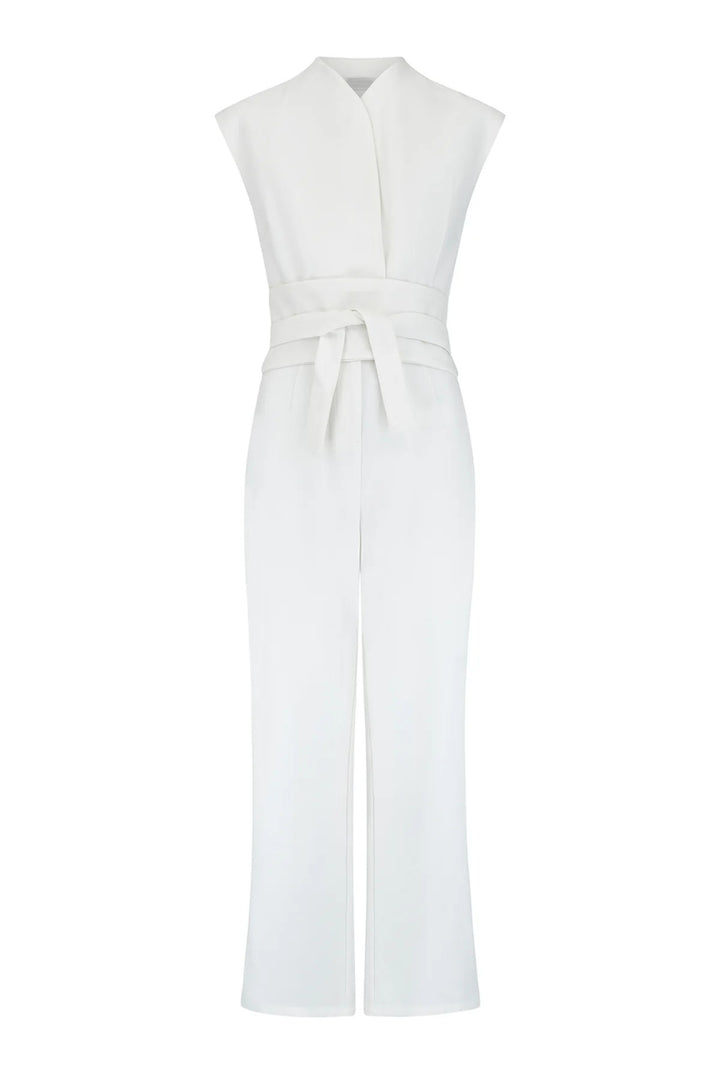 Aesthetic Designed Sleeveless Belted Jumpsuit