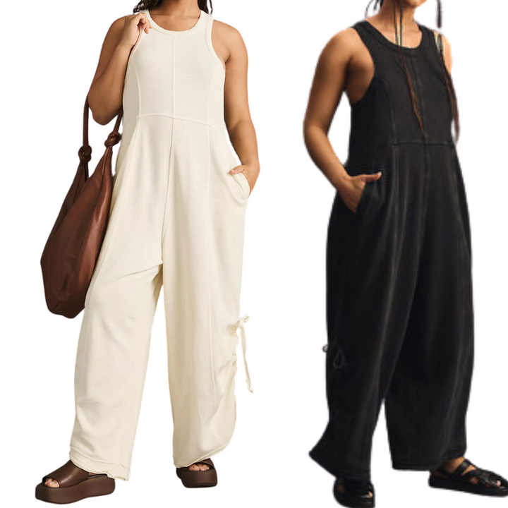 Dual Cascade Wide Bottom Jumpsuit