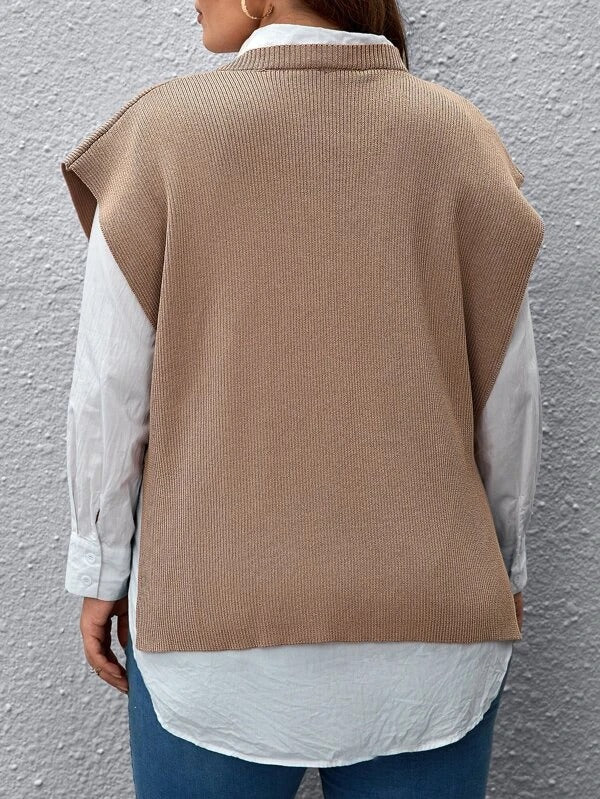 V Shape Split Hem Sweater Vest
