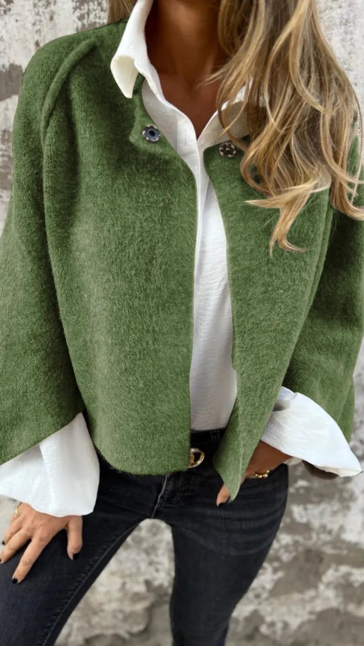 Woolen Round Long Sleeve Coat