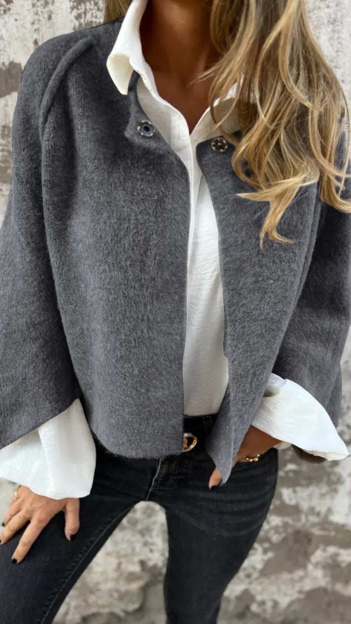 Woolen Round Long Sleeve Coat