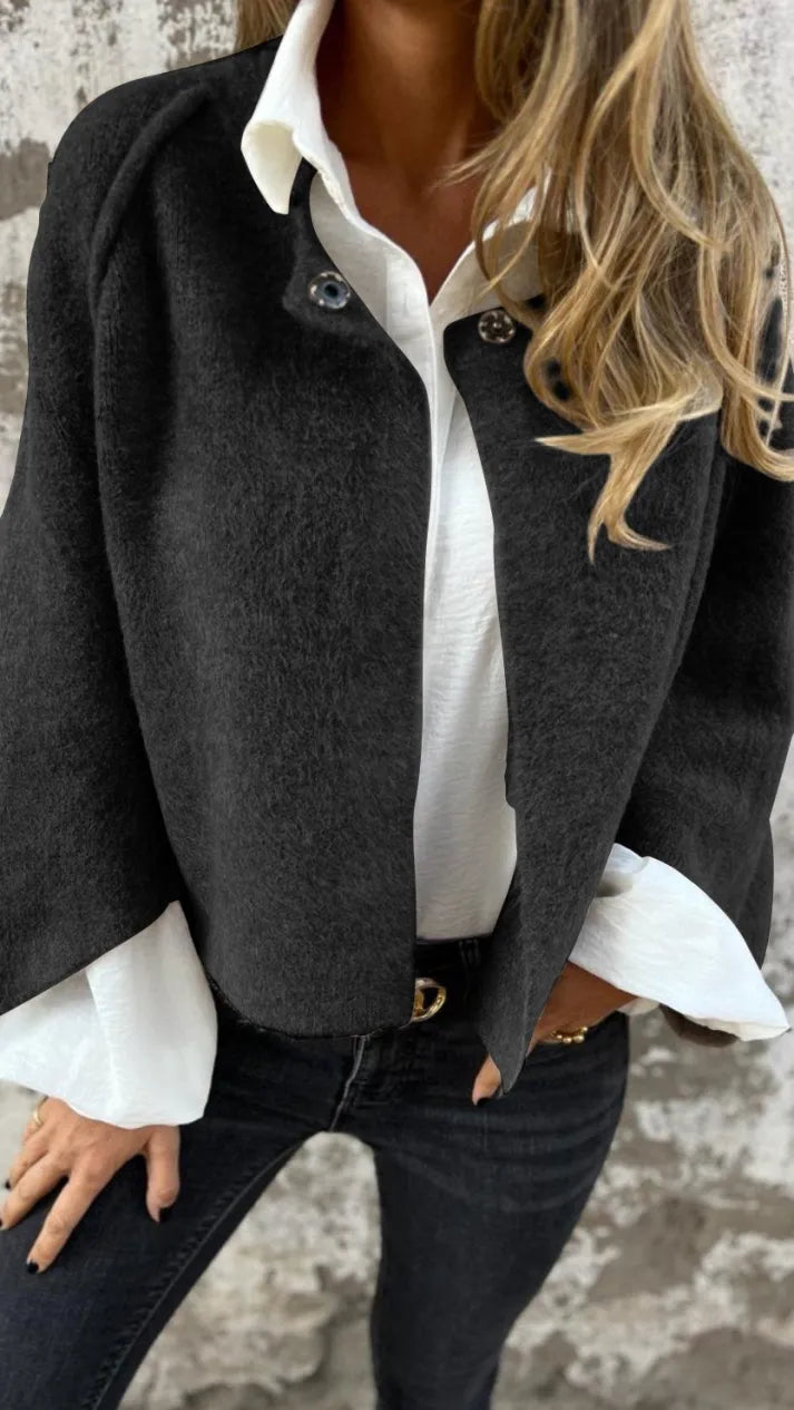 Woolen Round Long Sleeve Coat