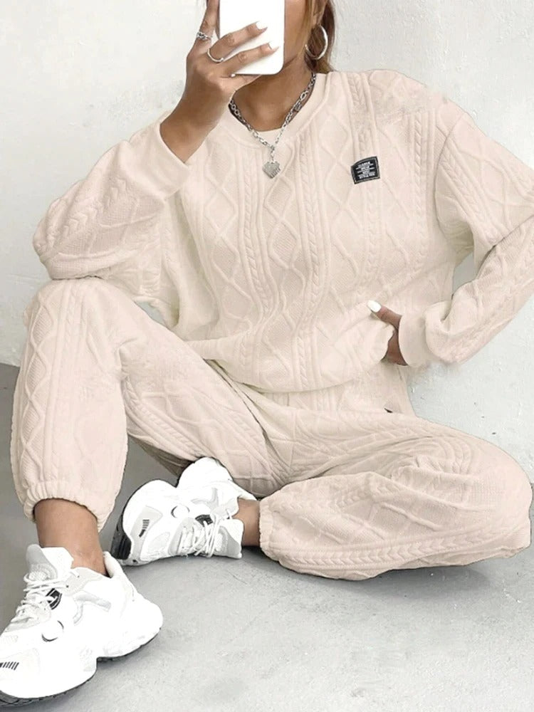 2 Piece Casual Sweatshirt And Comfy Pant Set