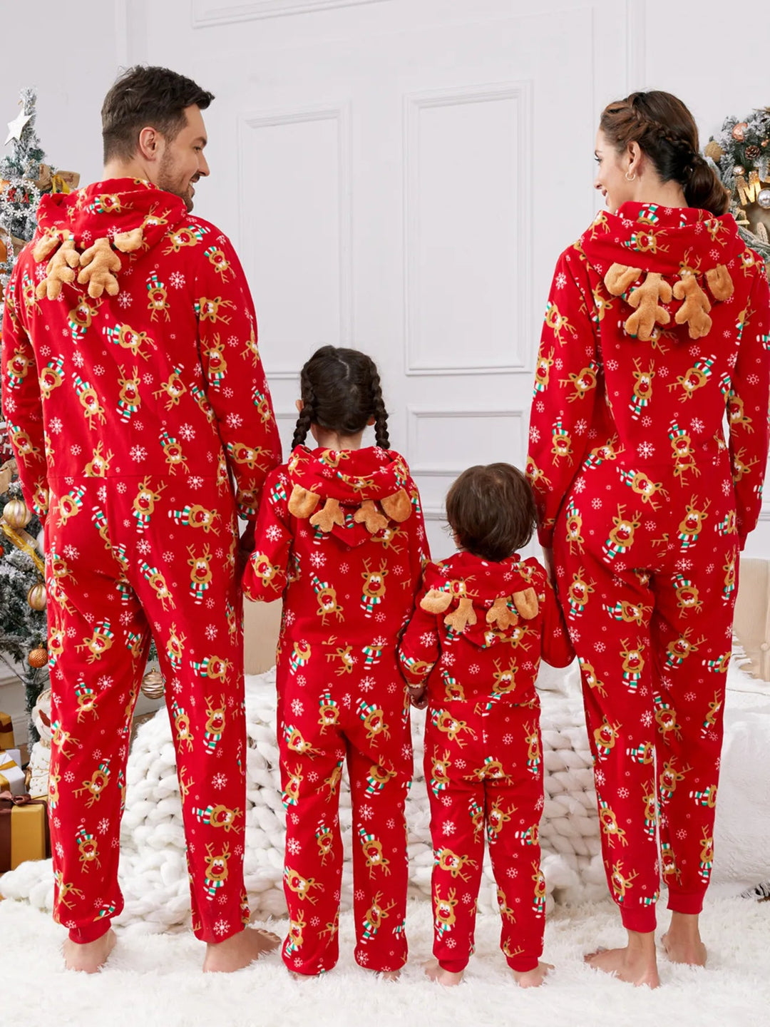 Christmas With Reindeer Printed Family Jumpsuit Set