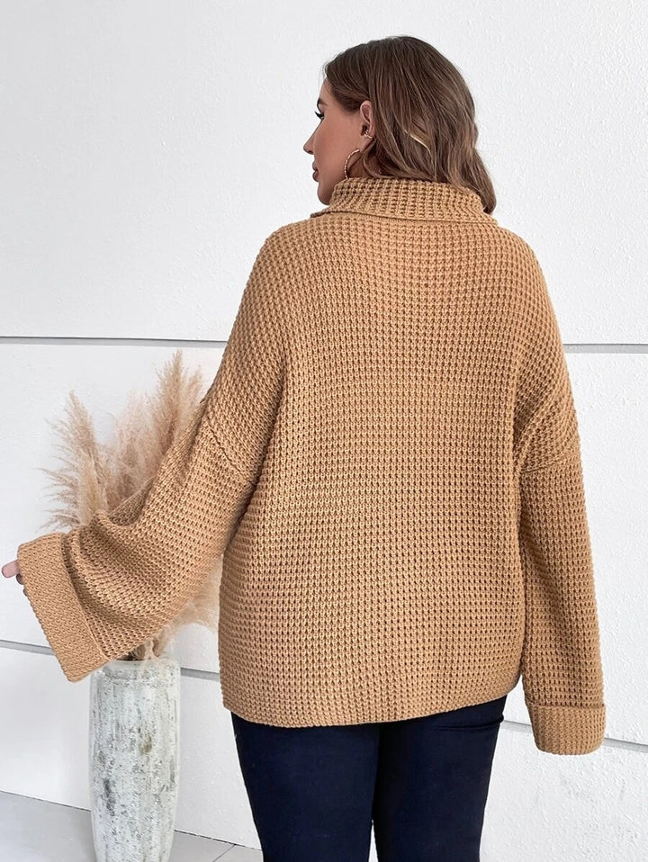 Chunky Knit Sweater With Ribbed Cuffs And Hem