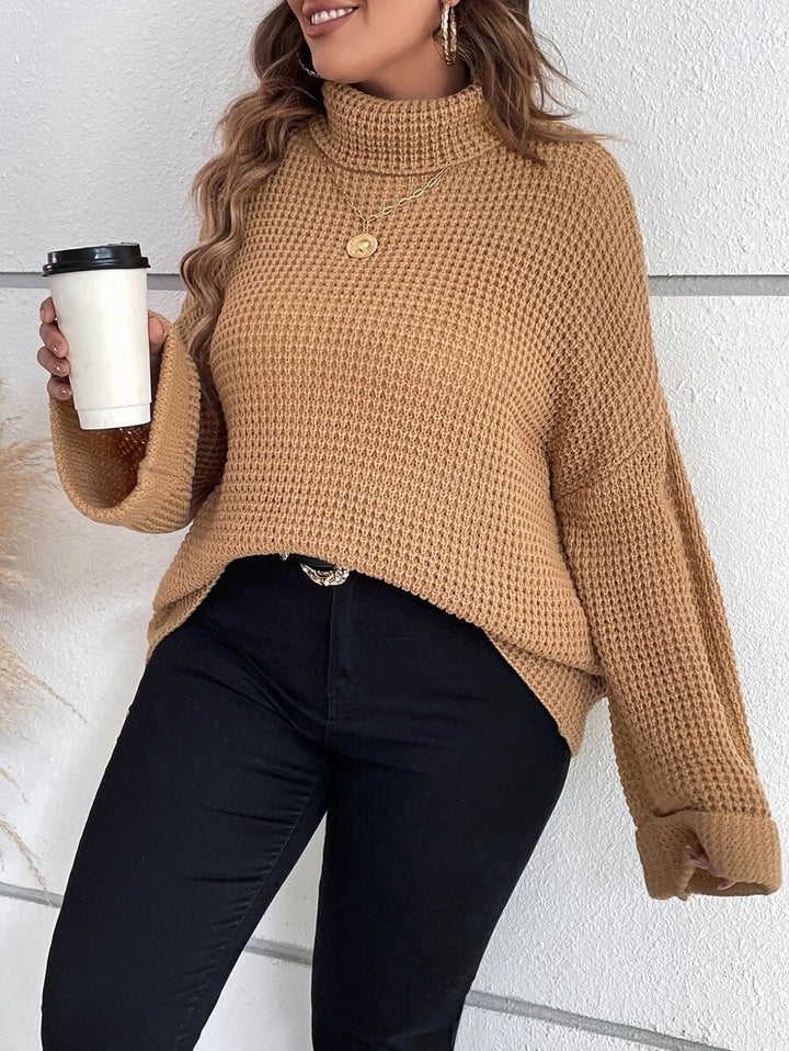 Chunky Knit Sweater With Ribbed Cuffs And Hem