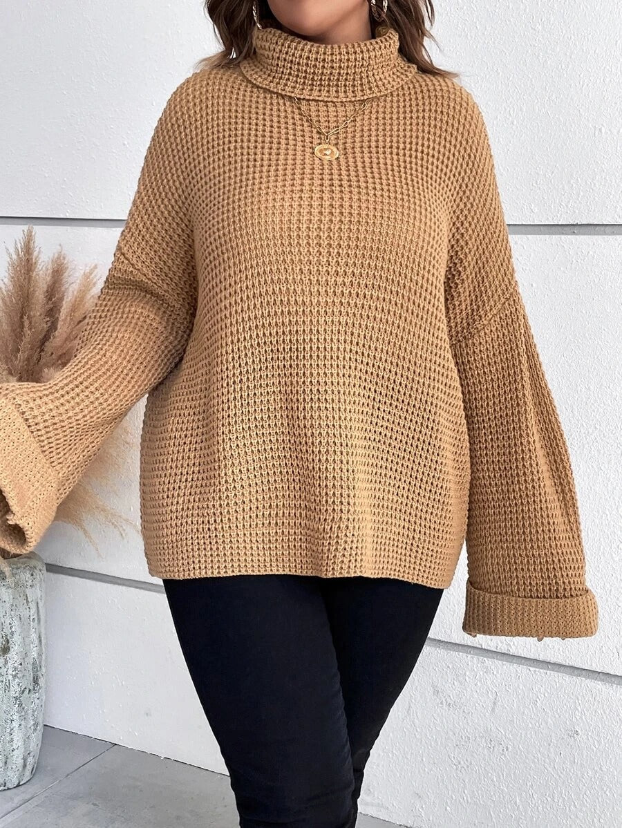 Chunky Knit Sweater With Ribbed Cuffs And Hem