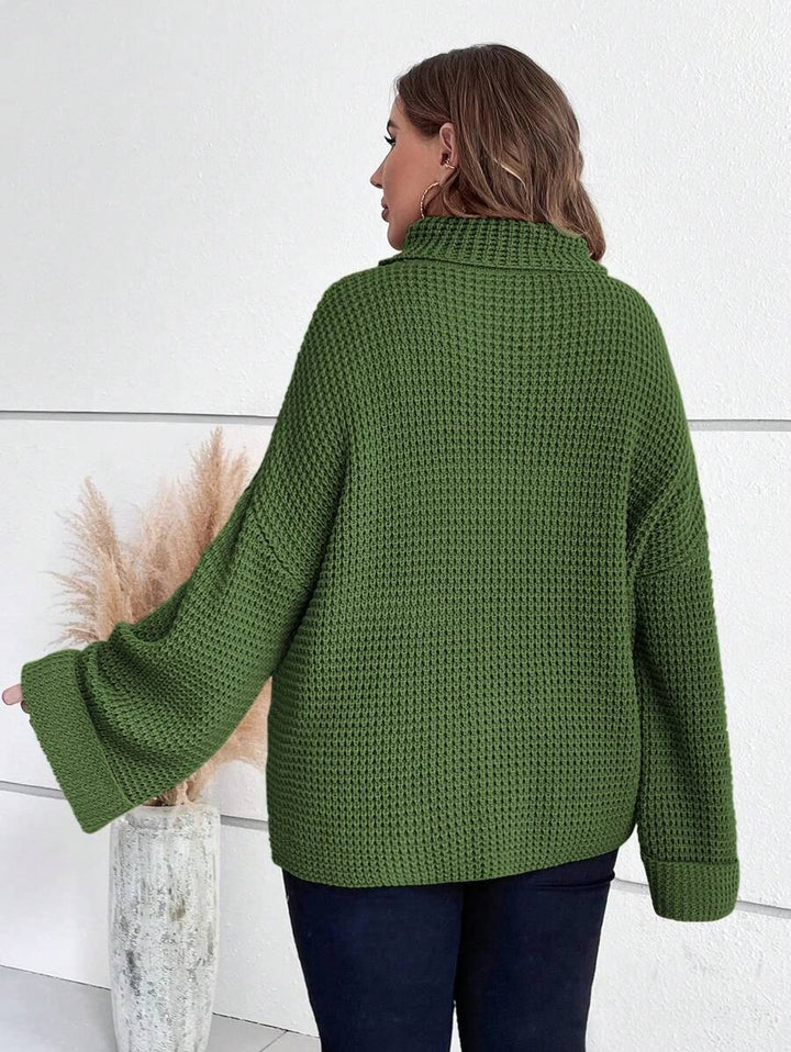Chunky Knit Sweater With Ribbed Cuffs And Hem