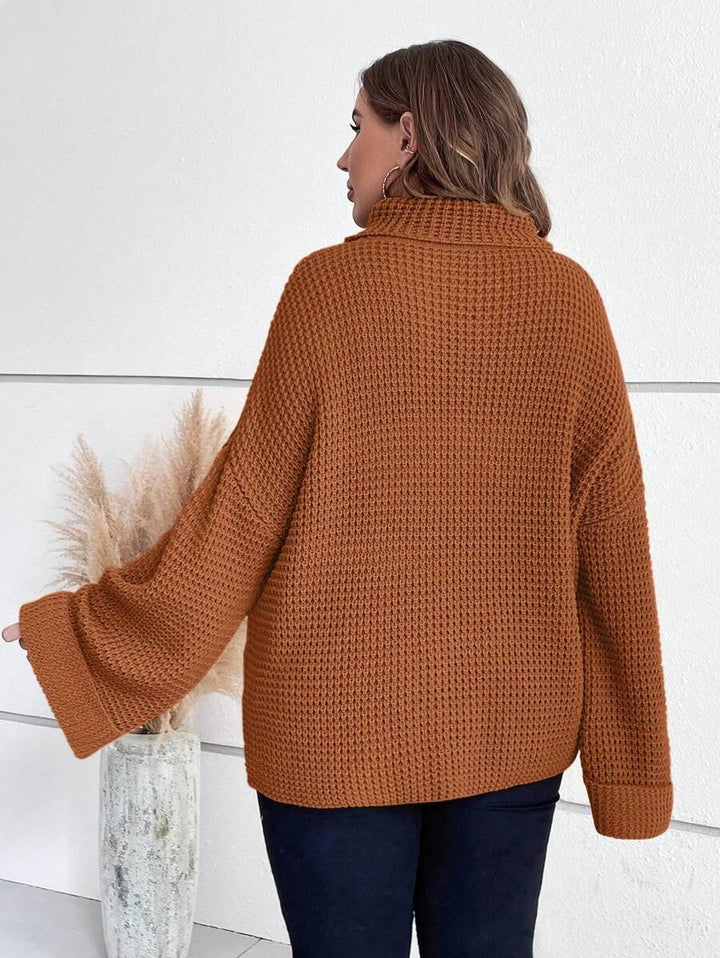 Chunky Knit Sweater With Ribbed Cuffs And Hem