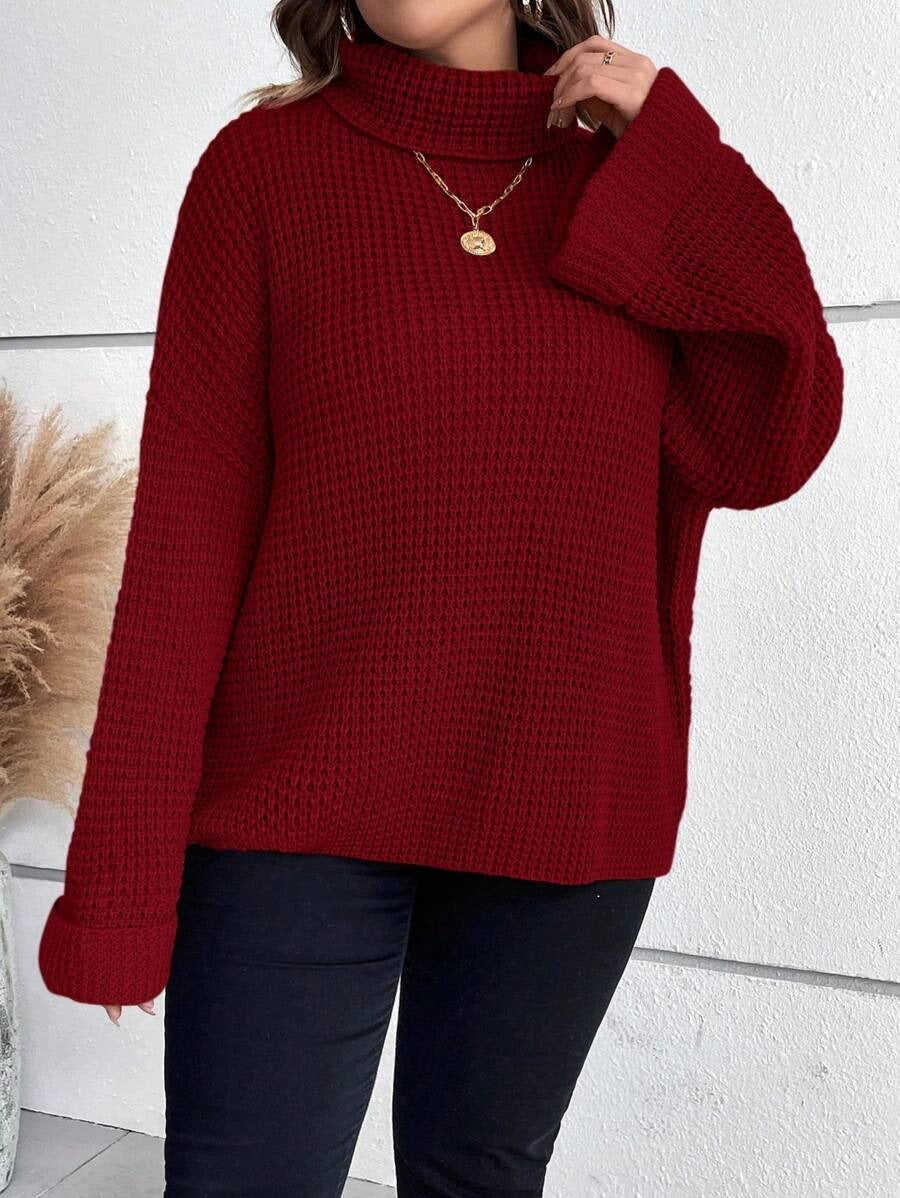 Chunky Knit Sweater With Ribbed Cuffs And Hem