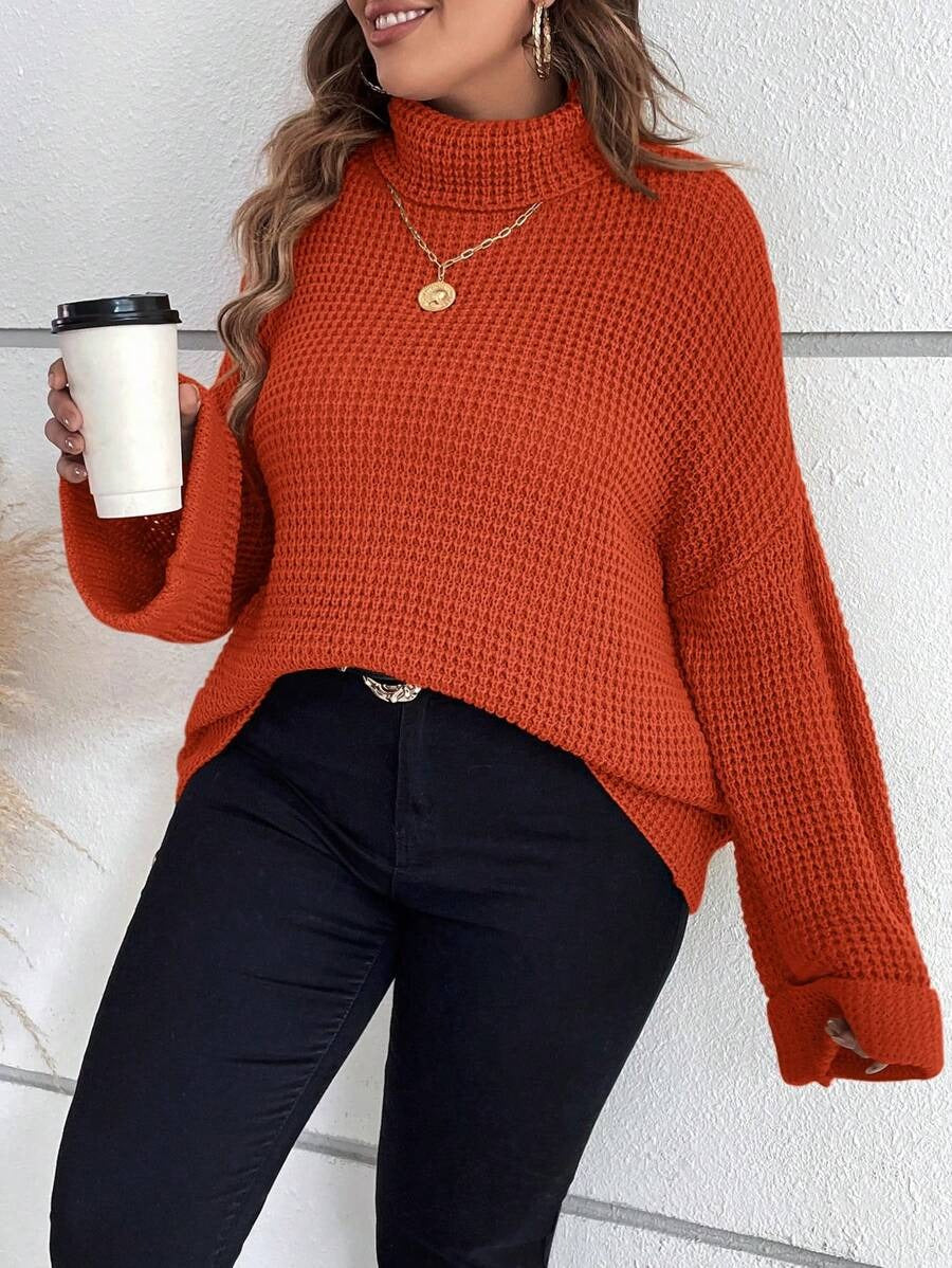 Chunky Knit Sweater With Ribbed Cuffs And Hem