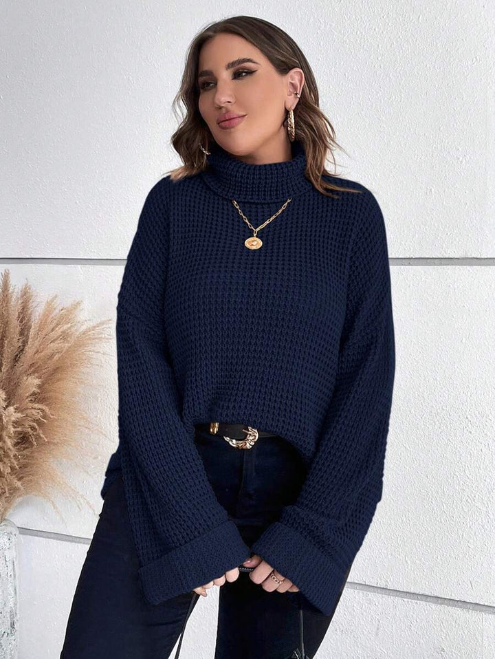 Chunky Knit Sweater With Ribbed Cuffs And Hem