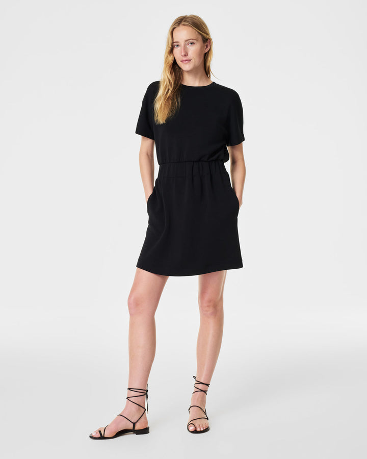 Cinched Pattern T Shirt Dress With Pockets