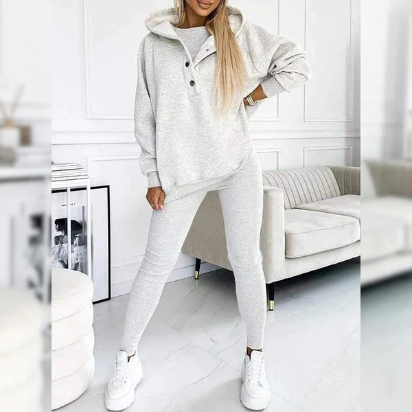 Cozy Hooded Button Detailing Lounge Set