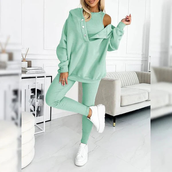 Cozy Hooded Button Detailing Lounge Set