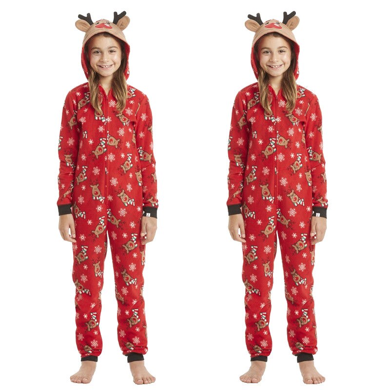 Red Reindeer Printed Family Matching Jumpsuit Set