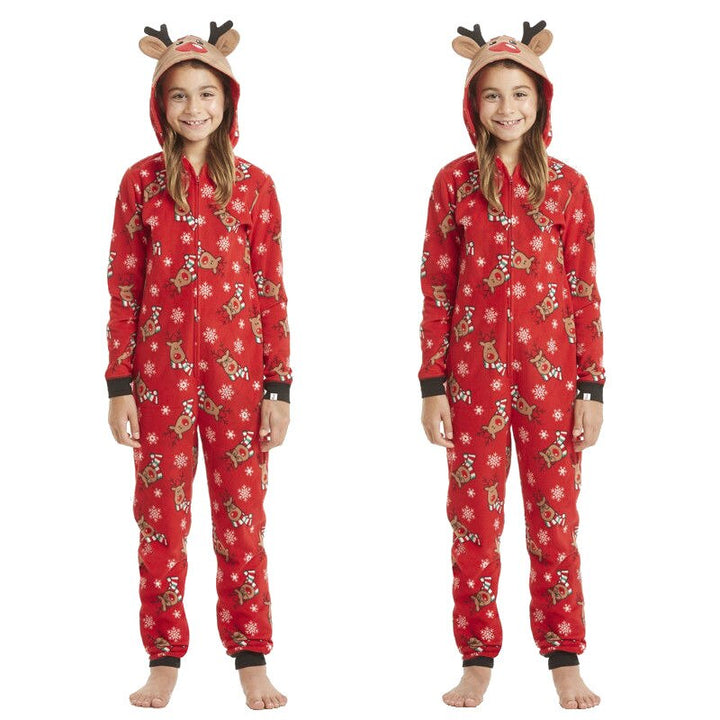 Red Reindeer Printed Family Matching Jumpsuit Set