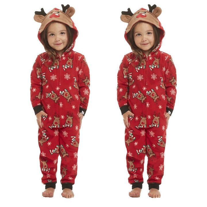 Red Reindeer Printed Family Matching Jumpsuit Set