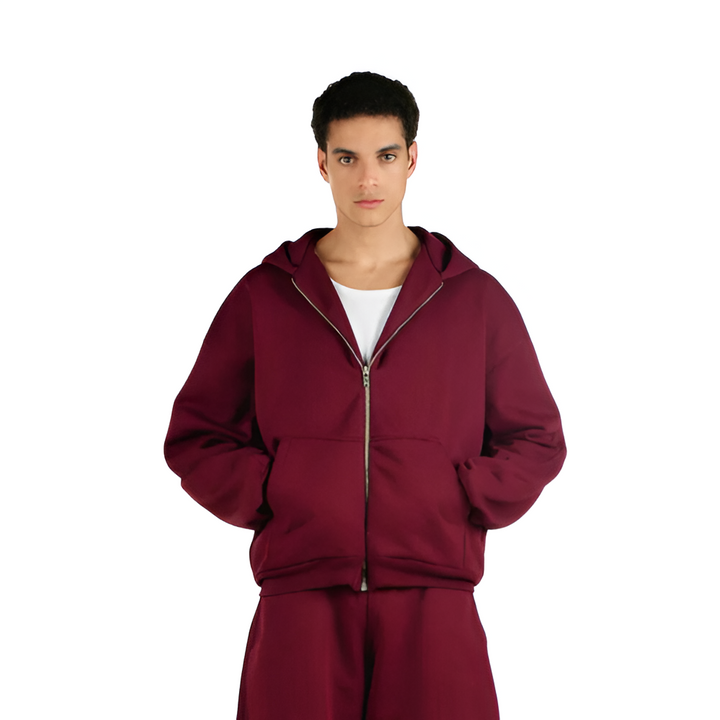 Zipper Hoodie And Sweatpants Set