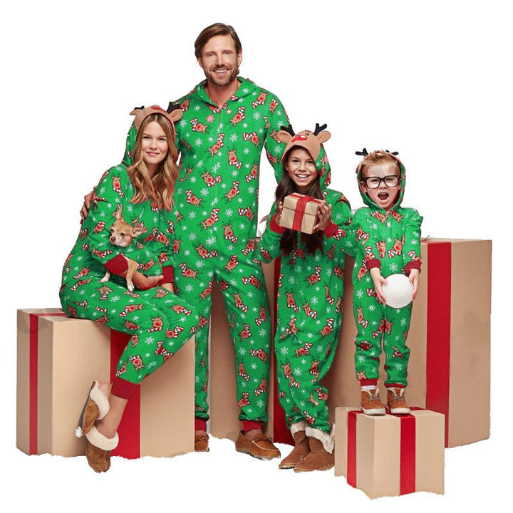 The Green Reindeer Family Jumpsuit Set