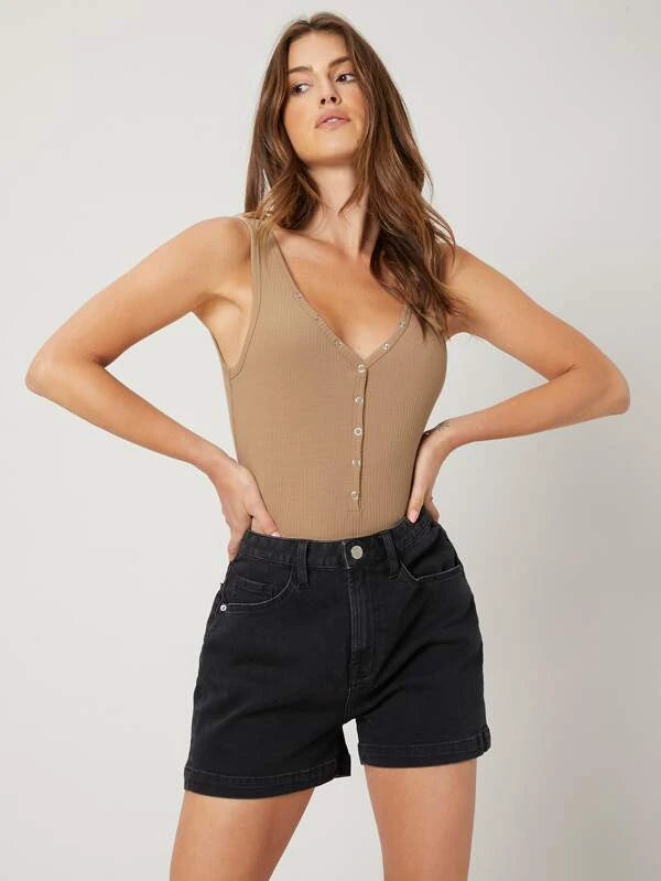 Ribbed Polyester Bodysuit