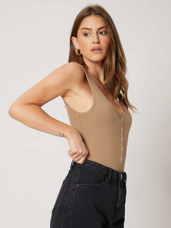 Ribbed Polyester Bodysuit