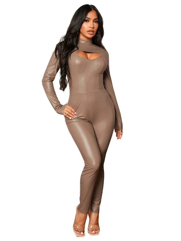 Leather Front Jumpsuit