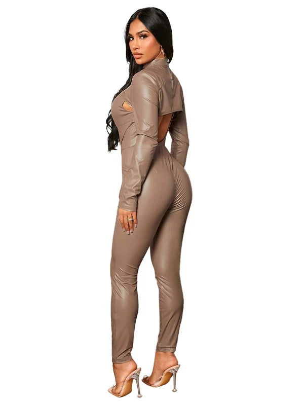 Leather Front Jumpsuit