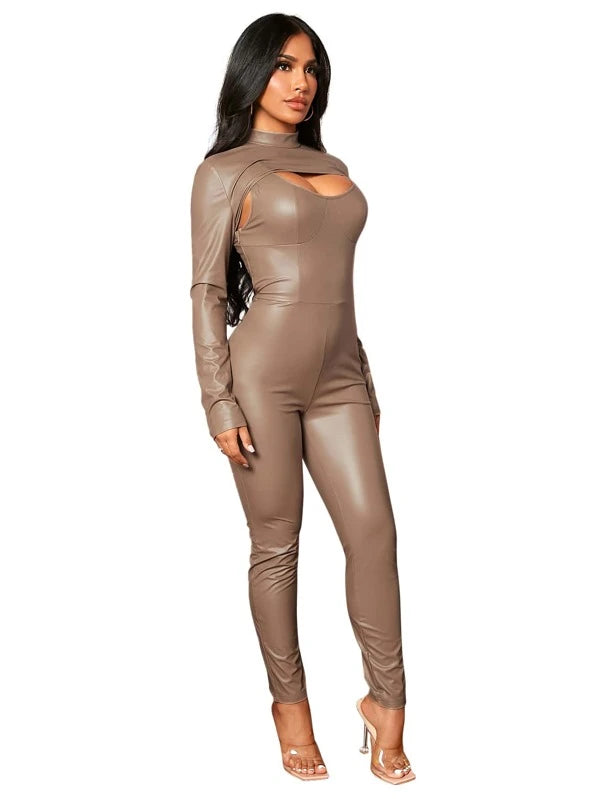 Leather Front Jumpsuit