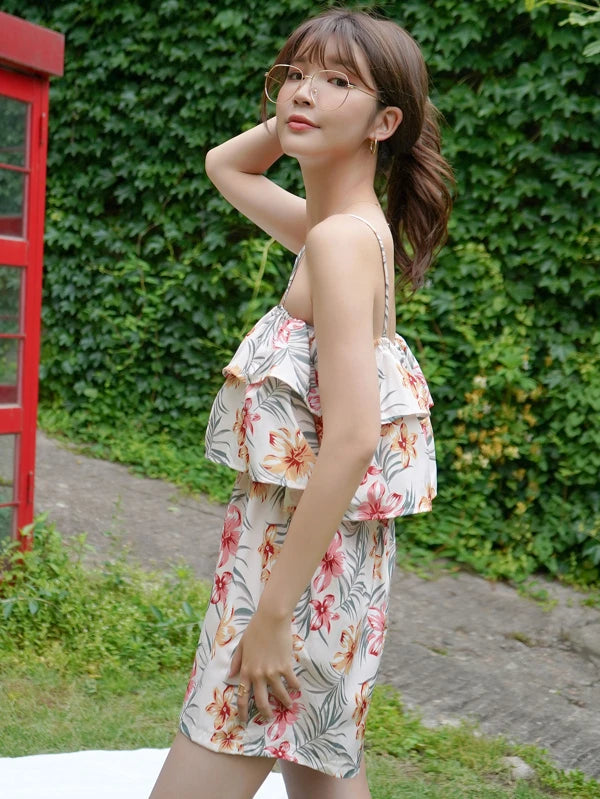 Layer With Floral Patterned Jumpsuit