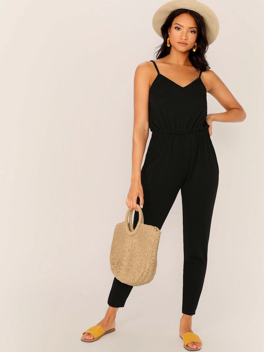 Casual Blouson V-Neck Cami Jumpsuit