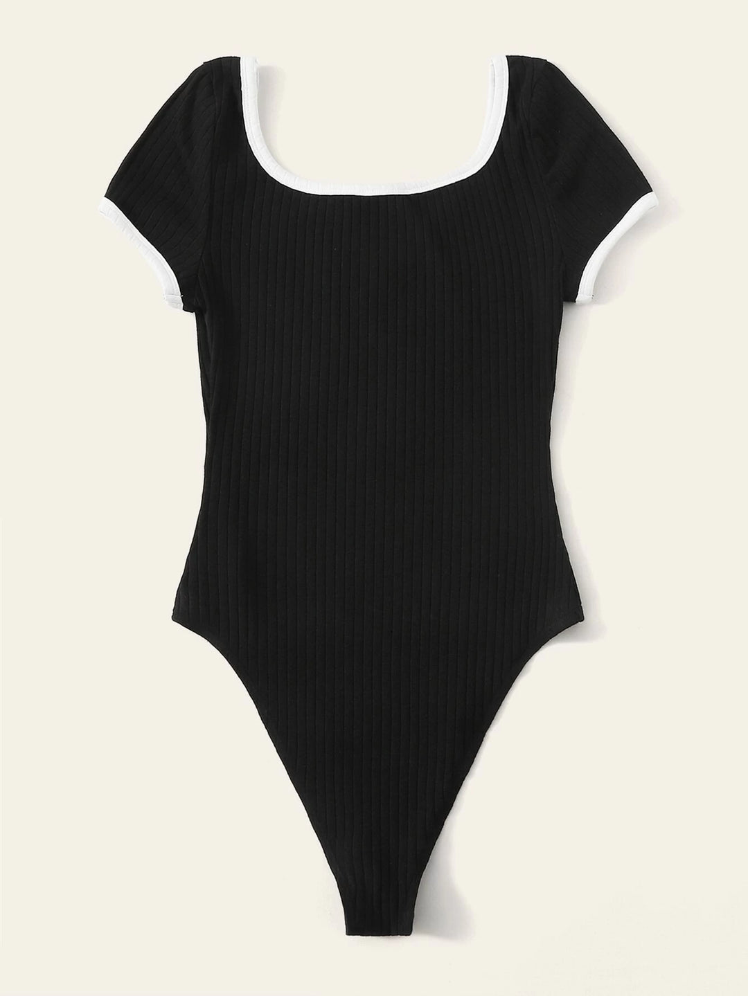 Letter Rib-Knit Ringer Bodysuit