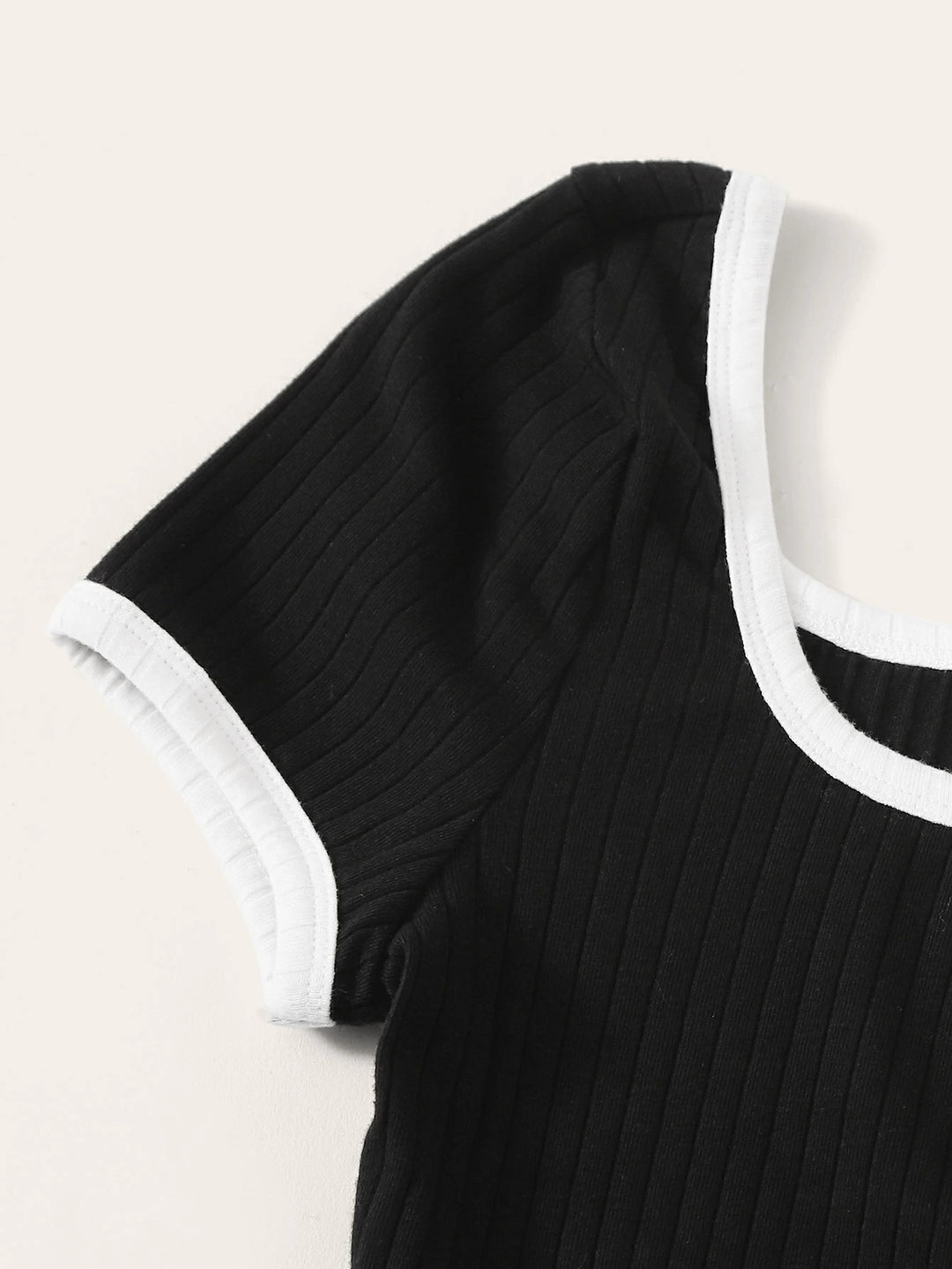 Letter Rib-Knit Ringer Bodysuit