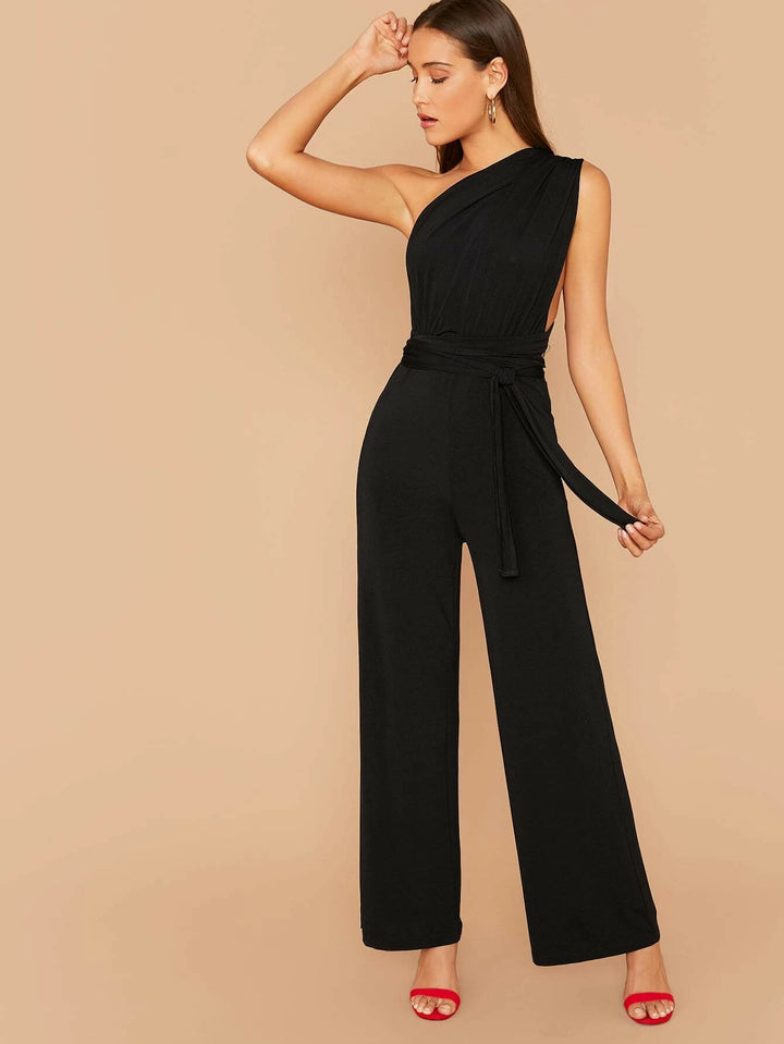 Neck Tie Backless Jumpsuit